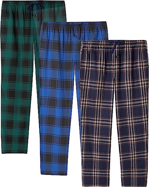 New Arrival 2023 Men's Pyjama Sleep Bottom Wholesale Premium Quality 3 in 1 Pack Cotton Flannel Plaid Pajama Pants Men