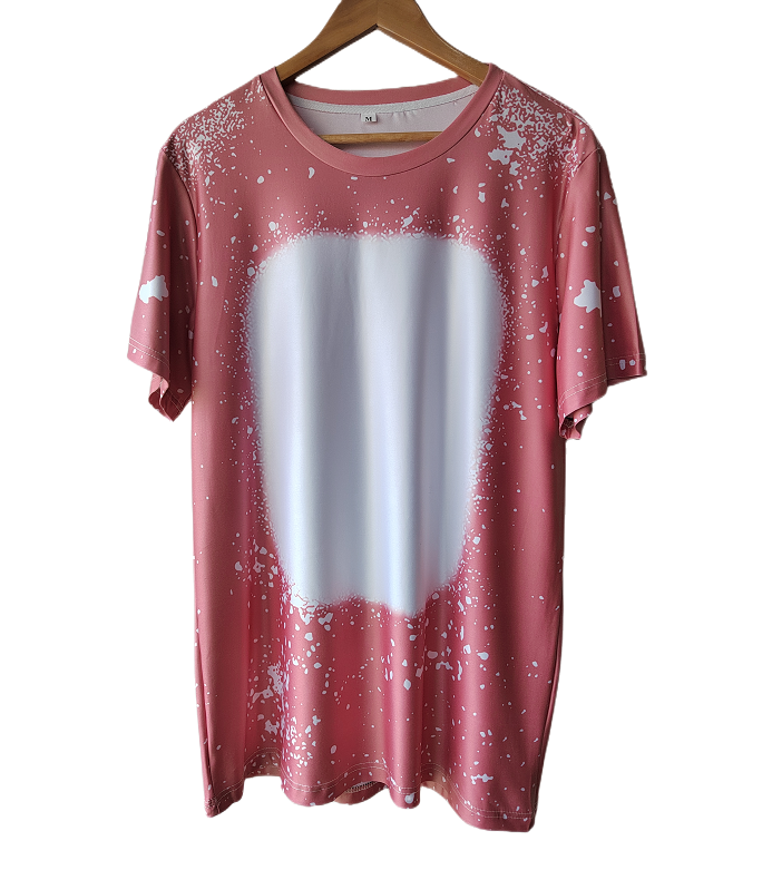 Bleached sublimation shirts blanks t-shirt 100% polyester bleached tye dye t shirts faux bleach shirt for sublimation