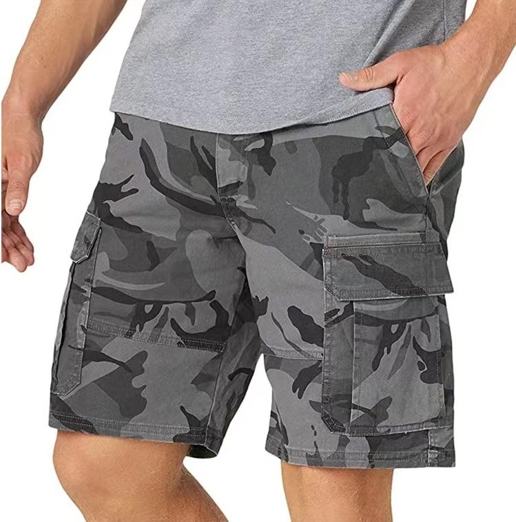 Hot sale summer men's cargo shorts with 6 pockets blank plain work shorts wholesale polyester blend cargo shorts for men