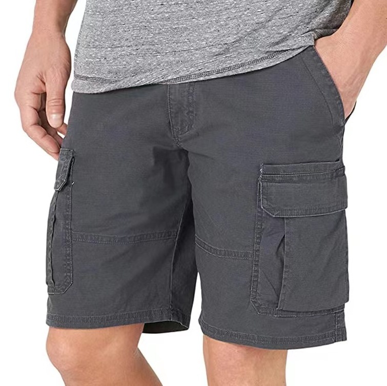 Hot sale summer men's cargo shorts with 6 pockets blank plain work shorts wholesale polyester blend cargo shorts for men