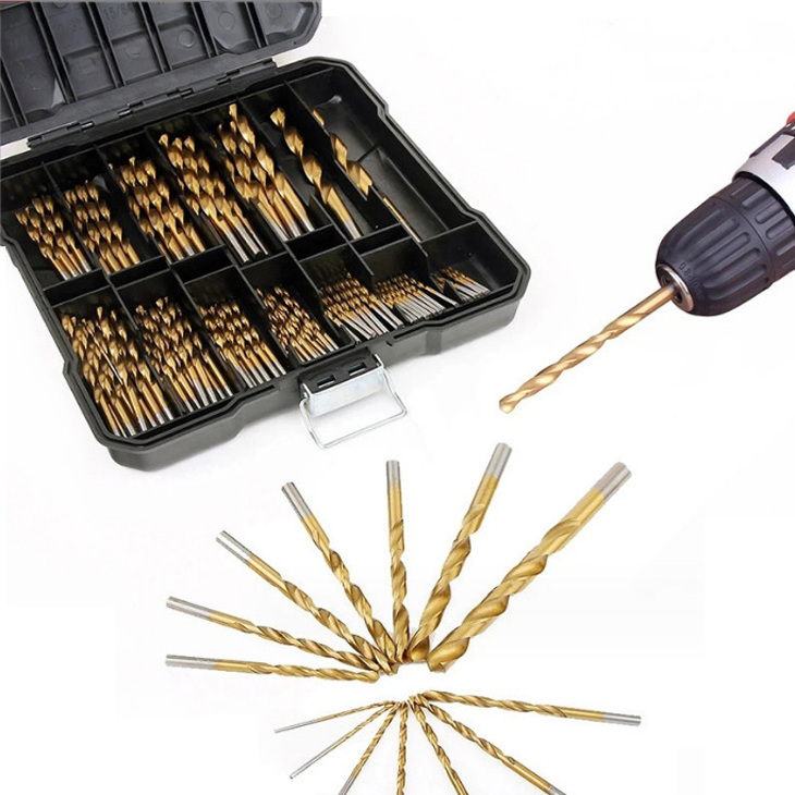 Straight shank twist drill cross border high speed steel coated titanium 99pc plastic box drill 1.5-10mm Hole tool set