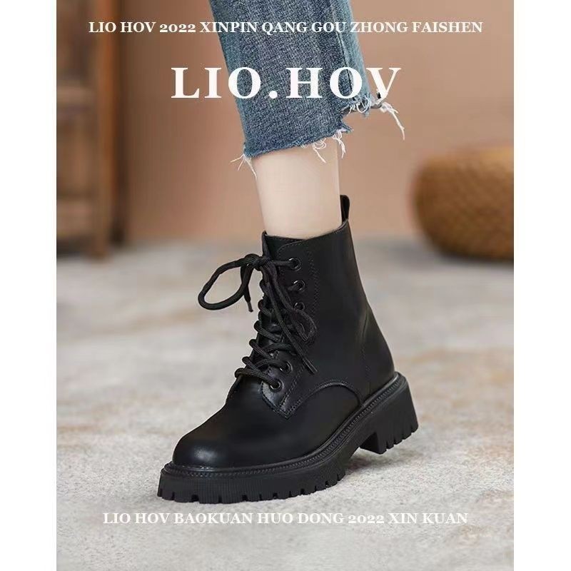 Popular Autumn and Winter New Martin Boots Women's Side Zipper High Top Boots Thick Sole Short Boots Women