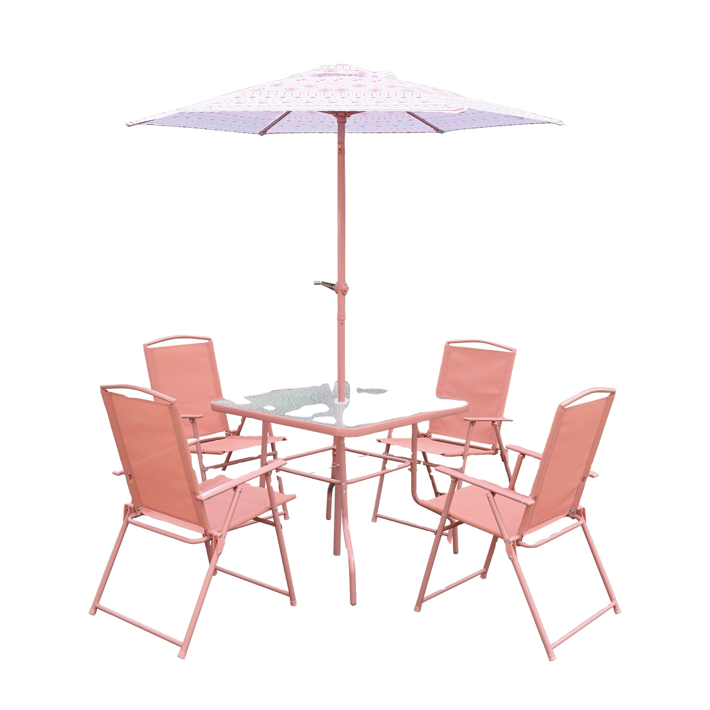 luxury garden outdoor coffee patio furniture 4 camping folding chair table Piece Folding Dining table Set