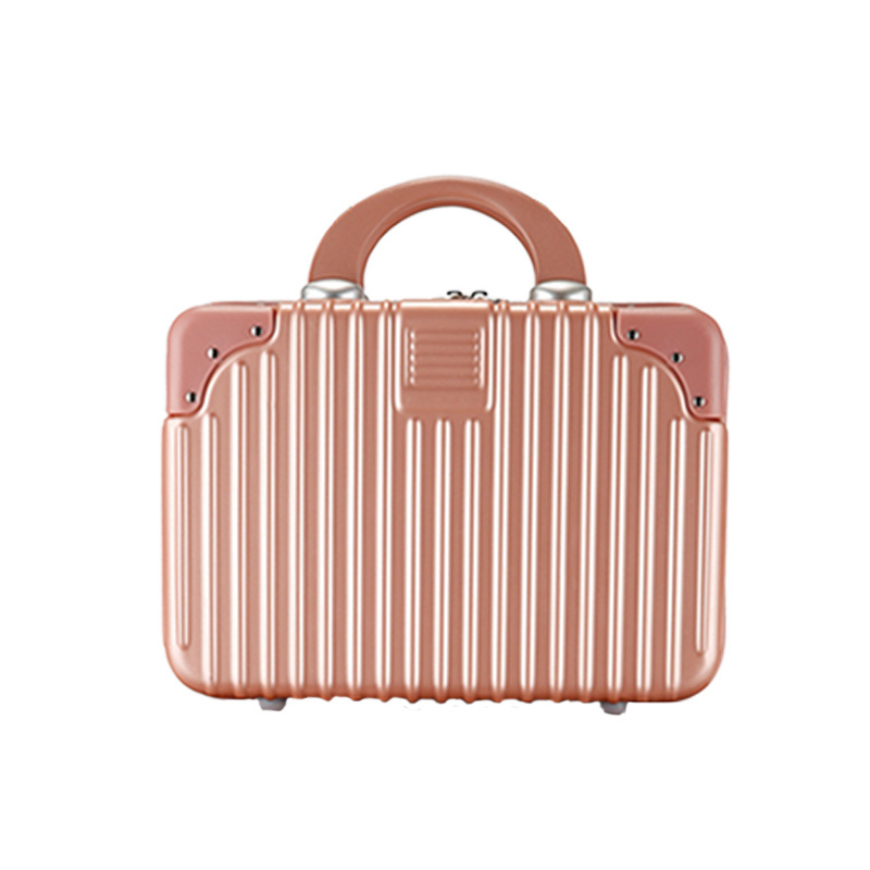 Classic Hard Shell Cosmetic Case 14 Inch Travel Hand Luggage Portable Carrying Makeup Case Suitcase Small