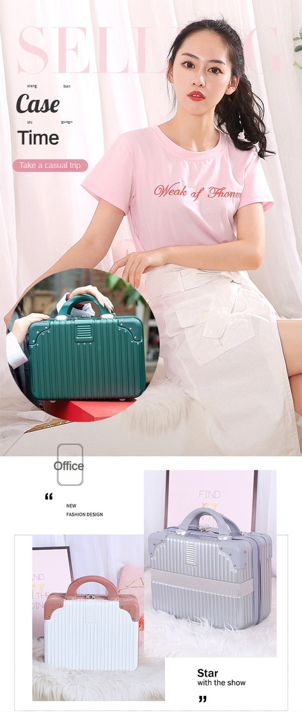 Small carry on bag Mini Travel Hand Luggage ABS Classic Hard Shell Cosmetic Case Portable Carrying Makeup Case Suitcase