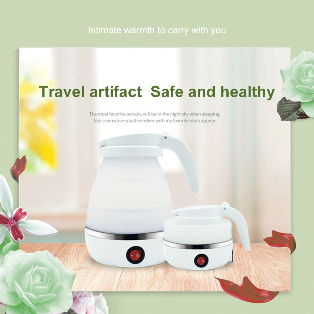 YLW Portable Mini  600ml Kettle Traveling Folding Electric Silicone Foldable Compression Leak Proof Water Kettles