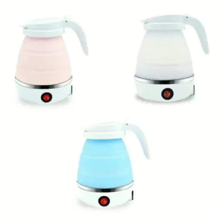 YLW Portable Mini  600ml Kettle Traveling Folding Electric Silicone Foldable Compression Leak Proof Water Kettles