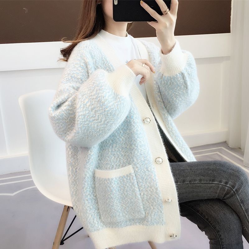 2024 spring best-selling high quality V-neck long sleeve loose fashion women's pocket design knit sweater cardigan