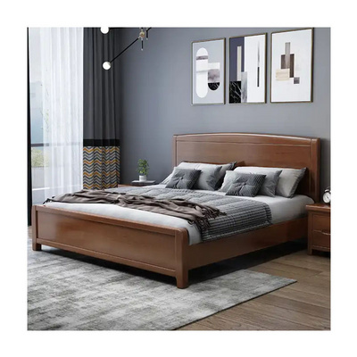 Queen bed Chinese modern double wooden beds Bedroom furniture Luxury high box storage Solid wood bed