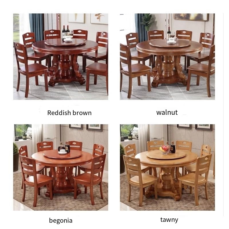 solid wood rotating dining table dining table and chair set restaurant furniture round dining table