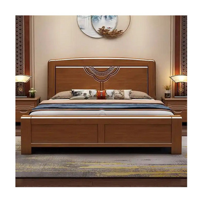 queen bed frame Double Chinese wooden beds Bedroom furniture Modern luxury storage Solid wood bed