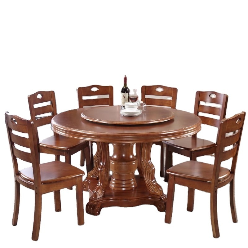 solid wood rotating dining table dining table and chair set restaurant furniture round dining table