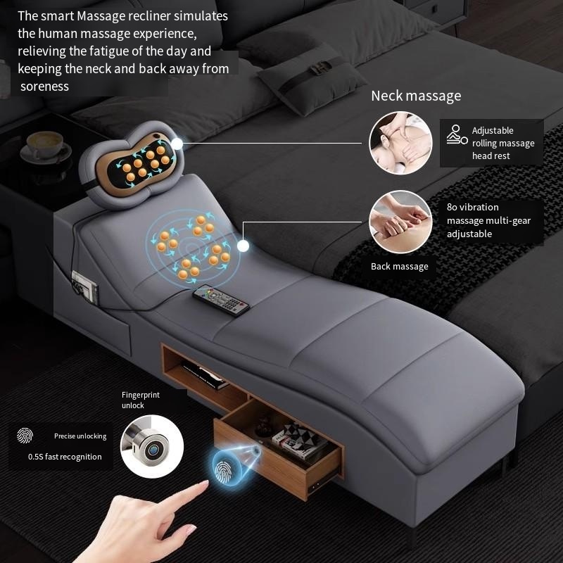 tv bed modern electric massage multifunctional bed bedroom furniture storage upholstered smart bed