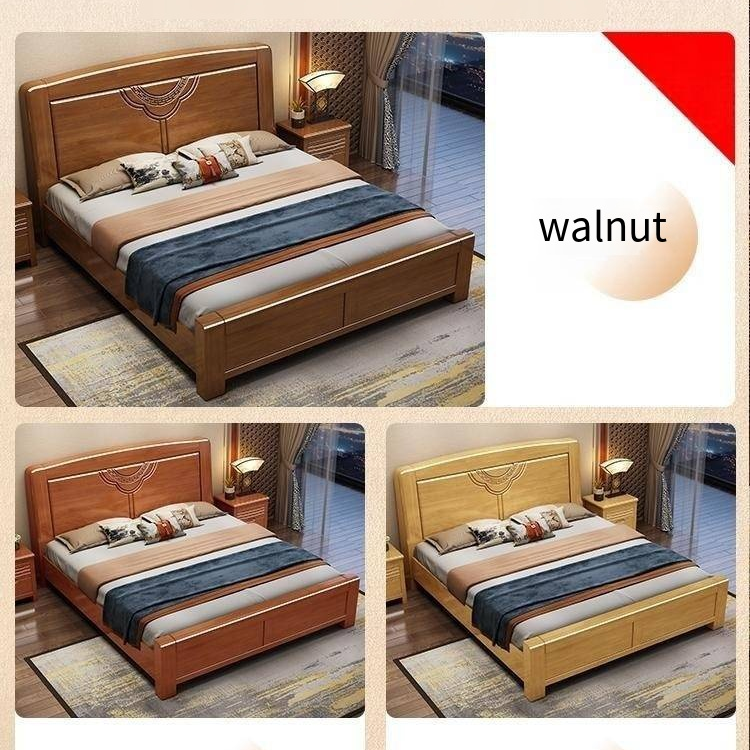 queen bed frame Double Chinese wooden beds Bedroom furniture Modern luxury storage Solid wood bed