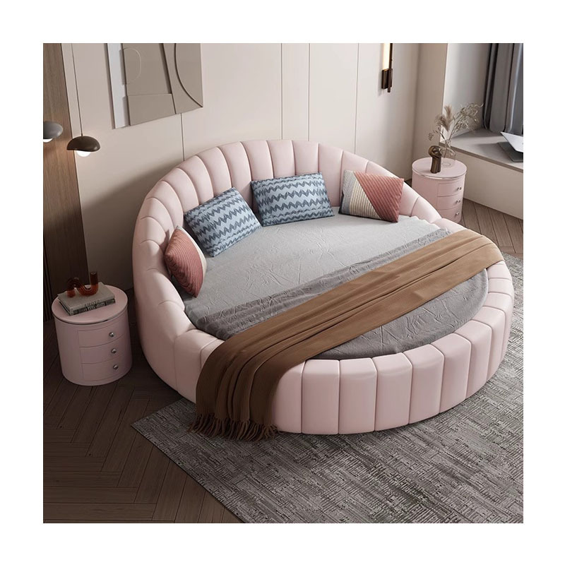 modern bed double king size round upholstered bed bedroom furniture luxury round bed