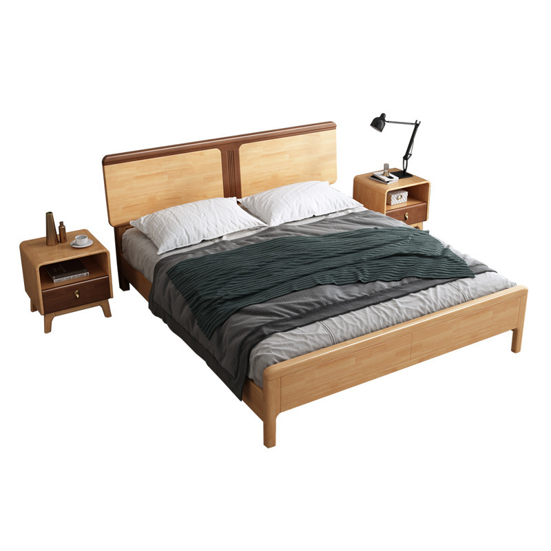 Nordic minimalist wood bed frame designs double single bed