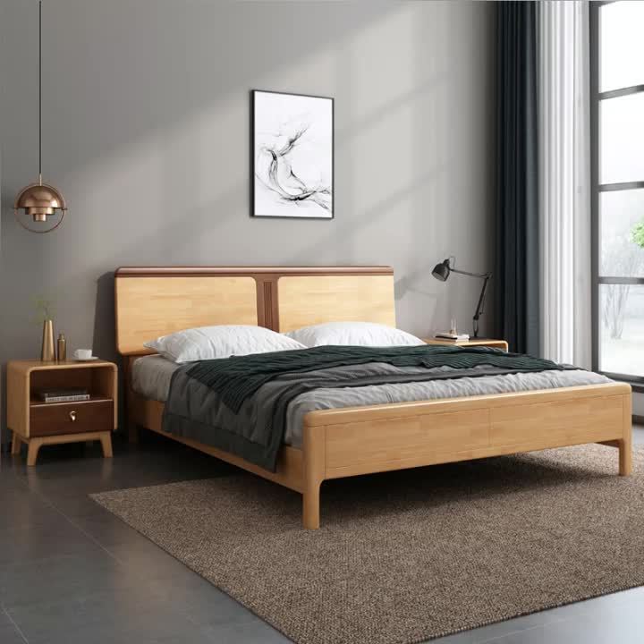 Nordic minimalist wood bed frame designs double single bed