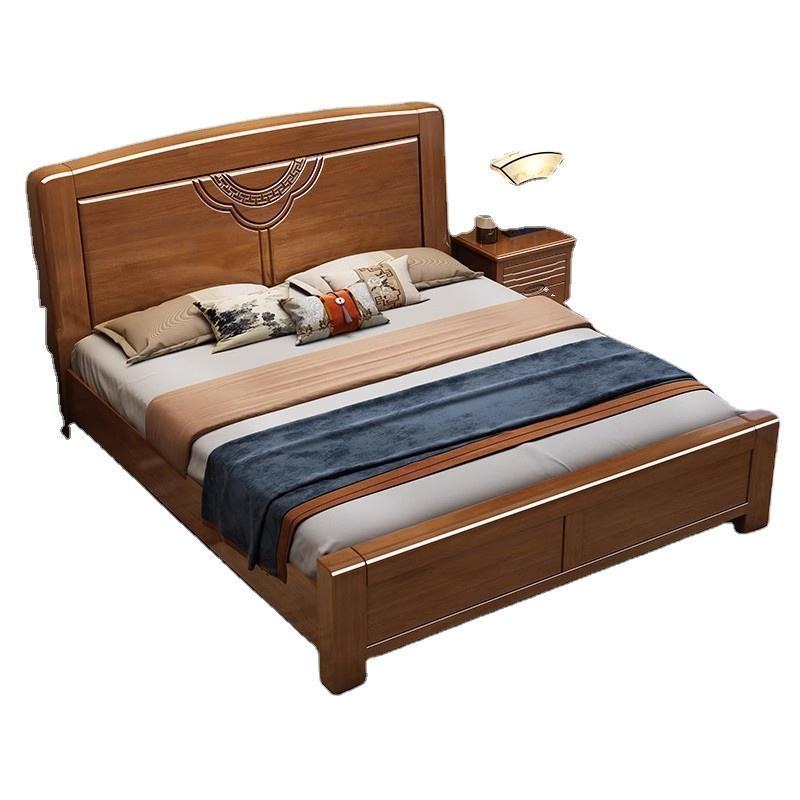 queen bed frame Double Chinese wooden beds Bedroom furniture Modern luxury storage Solid wood bed