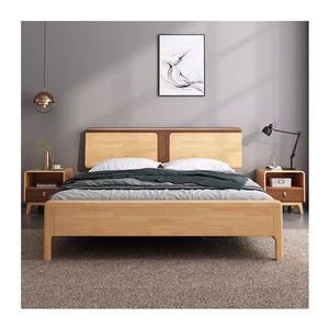 Nordic minimalist wood bed frame designs double single bed