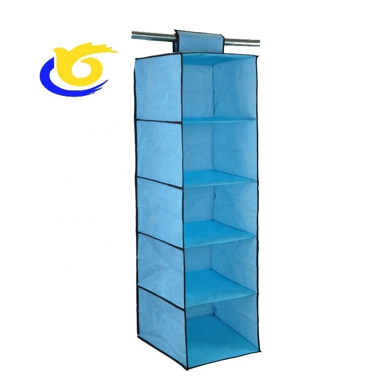 Custom Foldable Drawer Closet Hanging Rack 5 Tier Pocket Shelves Closet Organizer Hanging Shoe Foldable Closet Storage Bag