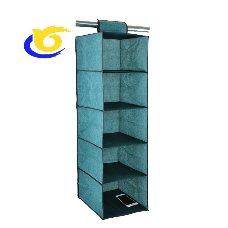 Custom Foldable Drawer Closet Hanging Rack 5 Tier Pocket Shelves Closet Organizer Hanging Shoe Foldable Closet Storage Bag