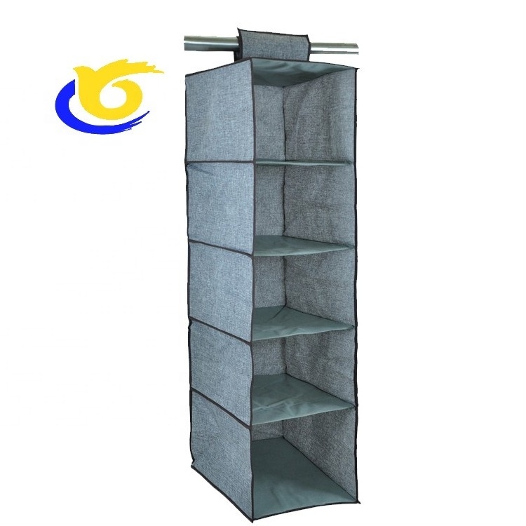 Custom Foldable Drawer Closet Hanging Rack 5 Tier Pocket Shelves Closet Organizer Hanging Shoe Foldable Closet Storage Bag