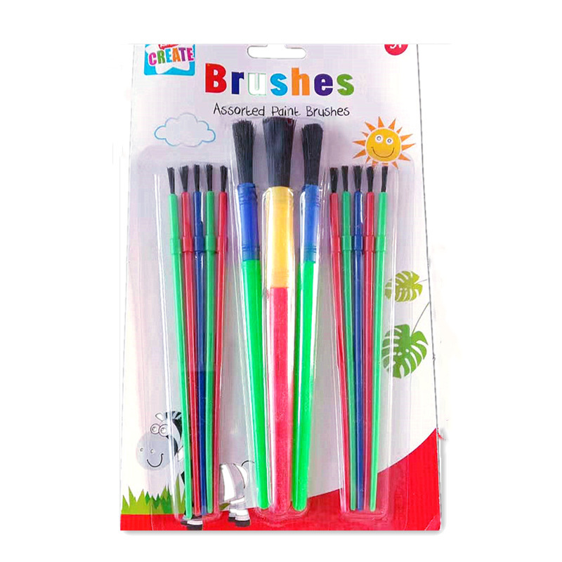 Art supplies children paint set candy colored plastic handles children painting brush set children