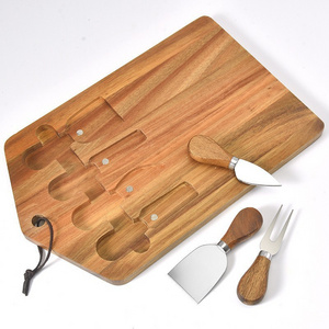 Eco-friendly Western Style Rectangle Cutting Board Cheese Pizza Bread Dessert Plate Set Bamboo Cheese Board Chopping Blocks