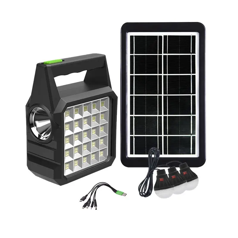 Portable home small solar lighting system kit 80W indoor energy saving flashlight rechargeable small light kit with pane