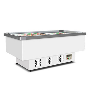 Commercial Kitchen Island Ice  Chest Display Freezer Double Island Freezer Island Display Freezer