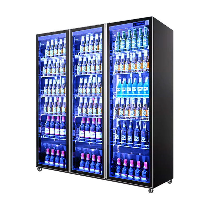 Supermarket Refrigerator Showcase Display Cooler Cold Drink Fruit Fridge Vegetable Refrigerator Freezer Glass Door Refrigerator