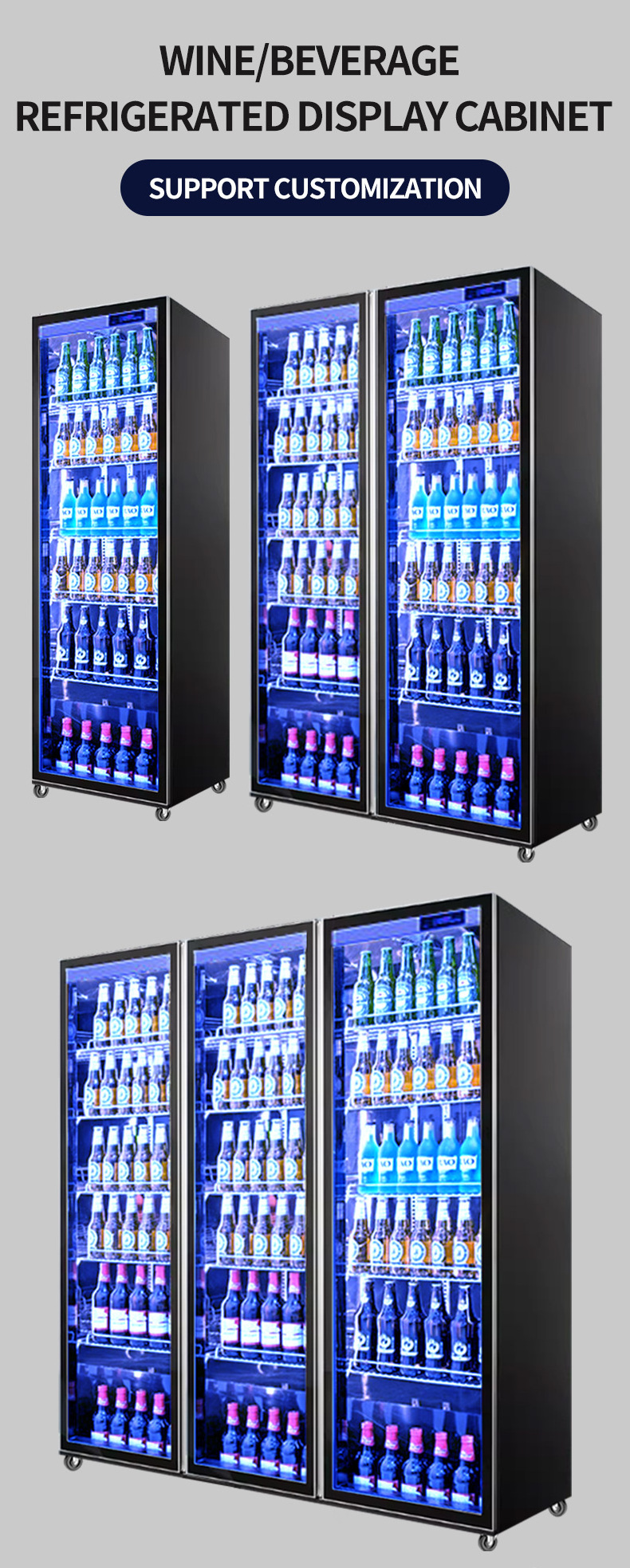 Supermarket Refrigerator Showcase Display Cooler Cold Drink Fruit Fridge Vegetable Refrigerator Freezer Glass Door Refrigerator