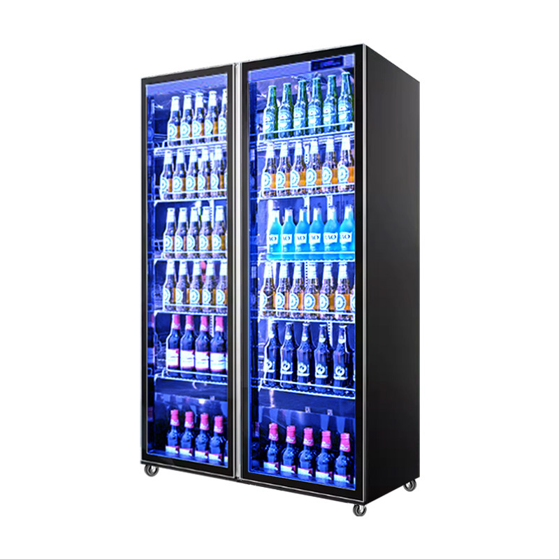 Supermarket Refrigerator Showcase Display Cooler Cold Drink Fruit Fridge Vegetable Refrigerator Freezer Glass Door Refrigerator