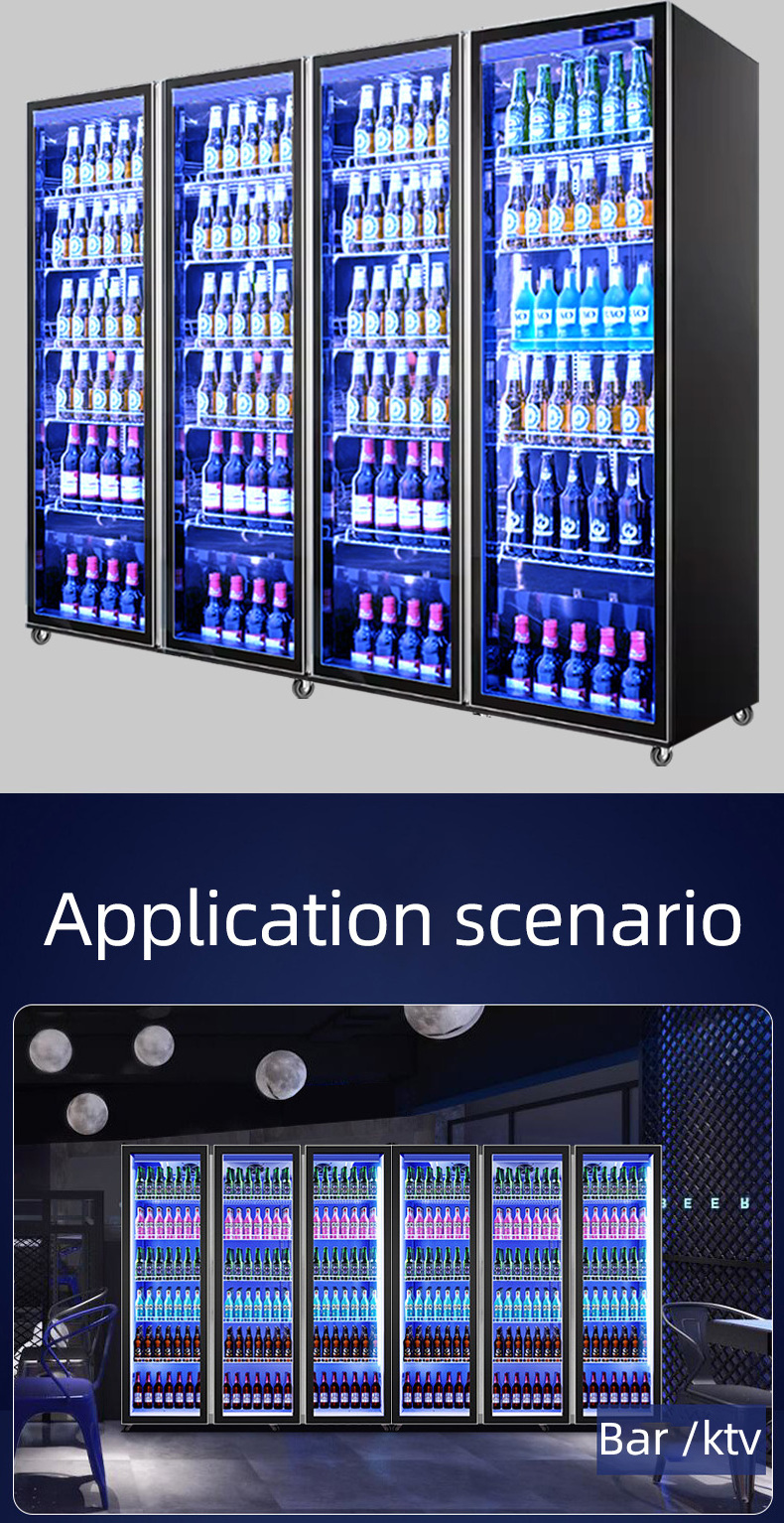 Supermarket Refrigerator Showcase Display Cooler Cold Drink Fruit Fridge Vegetable Refrigerator Freezer Glass Door Refrigerator