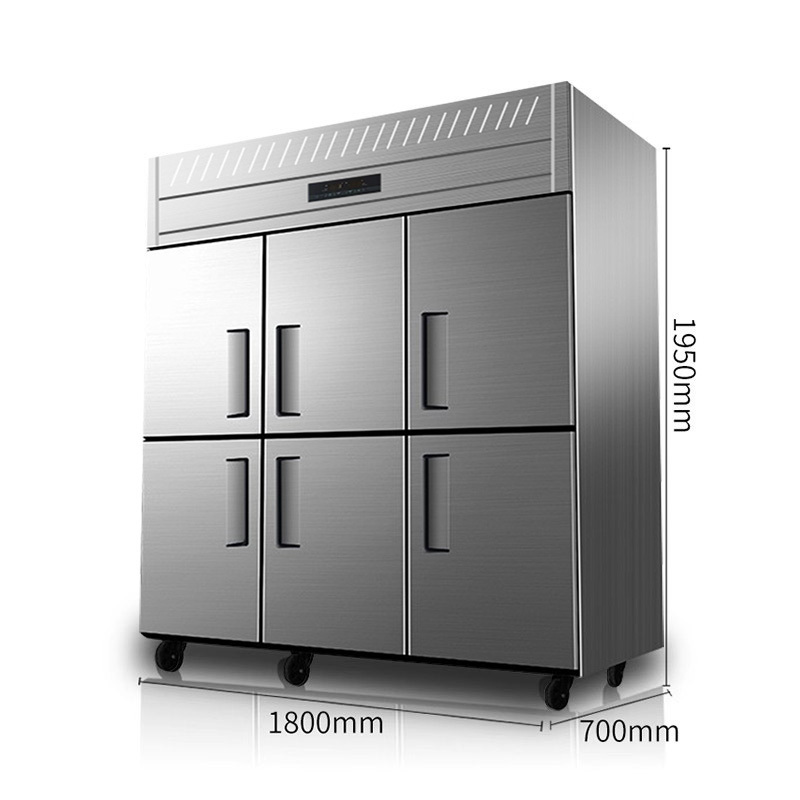 Stainless Steel Freezer Restaurant Refrigerator 4 Doors Refrigerators Commercial Fan Cooling Upright Freezer