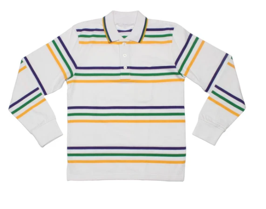 Boys' Long Sleeve Polo Shirt - Striped Cotton Top for Versatile School and Playwear