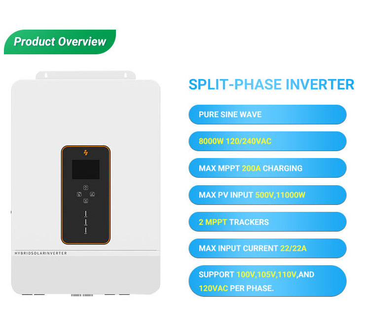 10KW Split phase 110V 230V Renewable Energy Lead Acid or Lithium Solar Hybrid Inverter 10kw off Grid Inverter