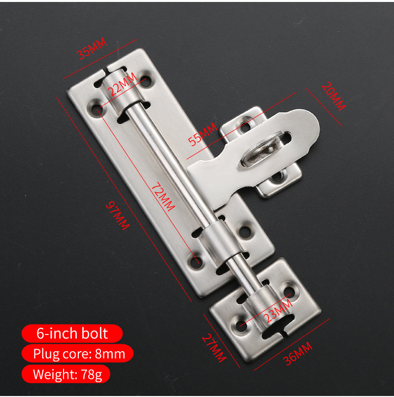 Sliding door Latch Clasp Gate Lock Latch Stainless Steel Door Bolt Latch