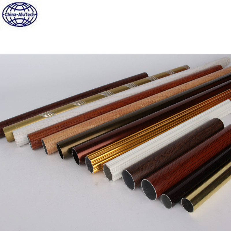 aluminum tube with groove Dye anodized/oxidized aluminium bright shiny paint brush wooden print round ring aluminum profile