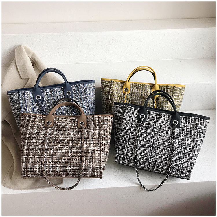 BN238-398- Women's Hot Sale Shoulder Tote Bag Large Capacity Plaid Chain Bucket Bag Lady Luxury Handbags bag