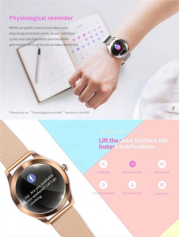 KW10 Best most fashionable cheapest girls slim mobile smart wrist jav oem leather waterproof android watch phone