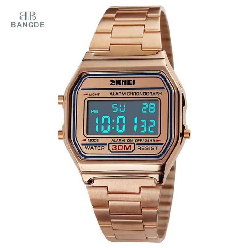 Digital watch SKMEI 1123 hot selling thailand watches men watch case stainless steel rose gold