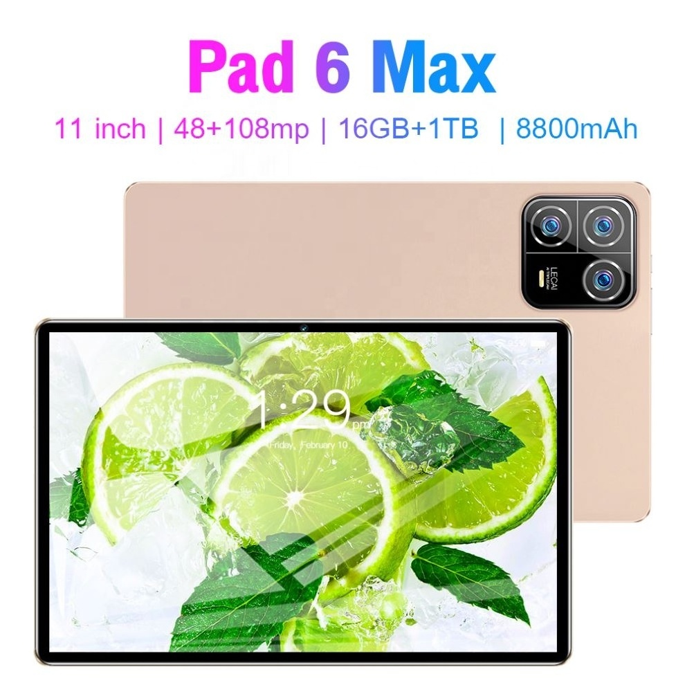 Pad6Max Android Tablet 11inch 16GB+1TB  Deca Core 1640x3200 8800mAH WIFI 5G frequency Tablet pc Optional leather case keyboard