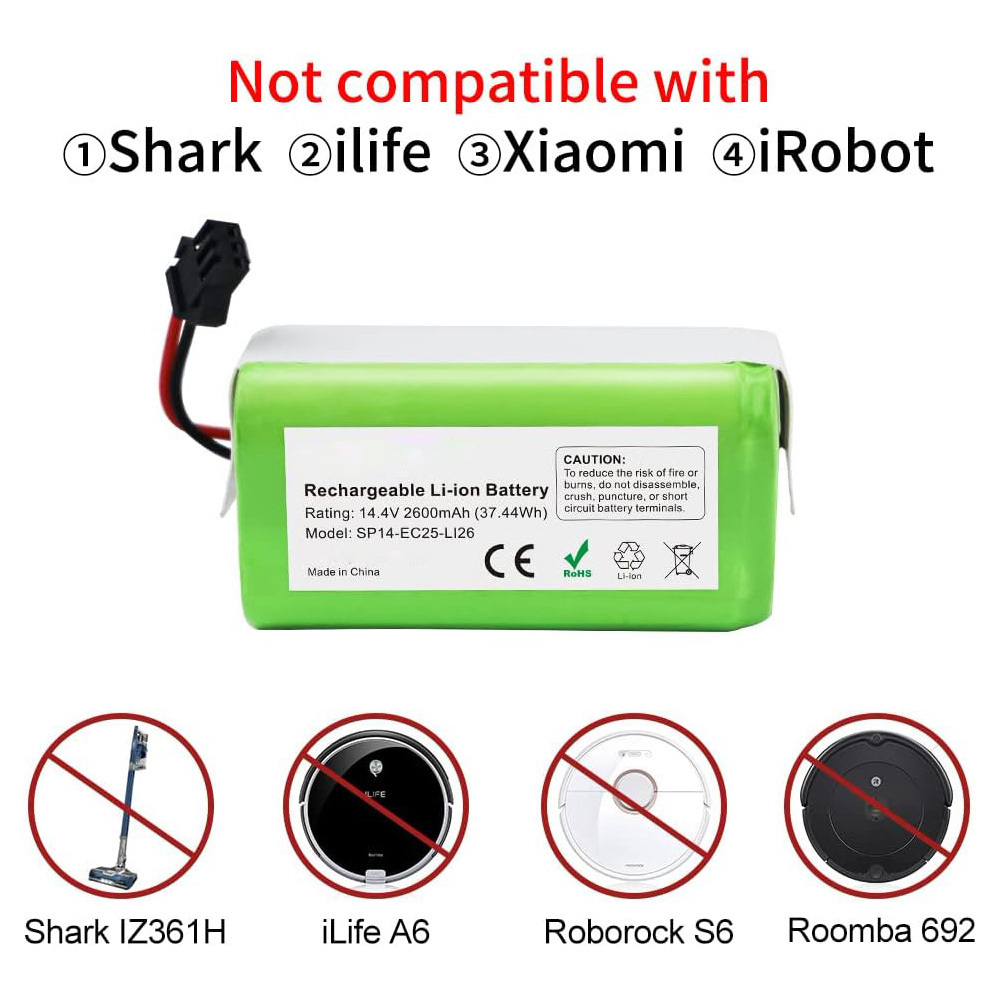 14.4V 2600mAh Replacement Battery for Ecovacs Deebot N79S, N79, DN622, DN622.11 and Eufy Robovac 11, 11S, 11S Max, 30, 30C, G30,