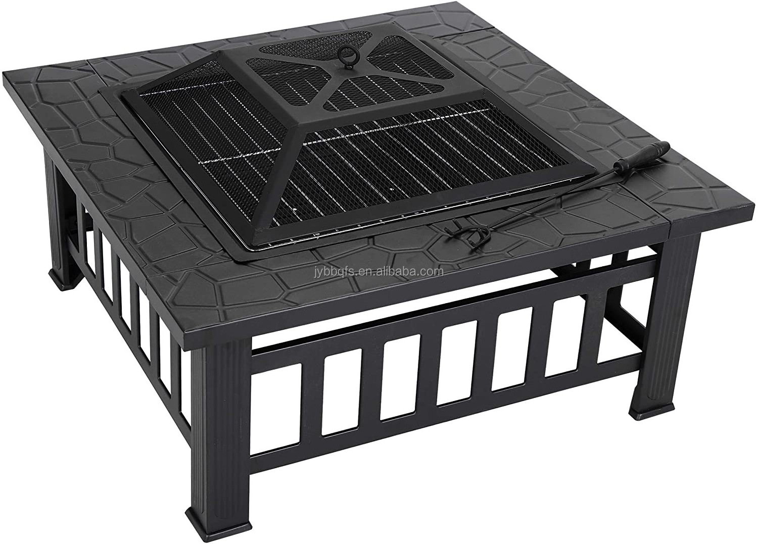 Large size square fire pit charcoal burning firepit 32