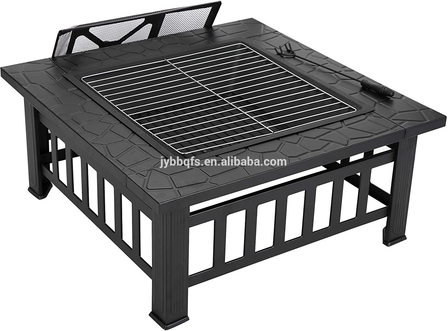 3 in 1 fire pit 32 34 inch outdoor warmer smokeless firepit wood charcoal square fire table with poker and flame screen bonfire