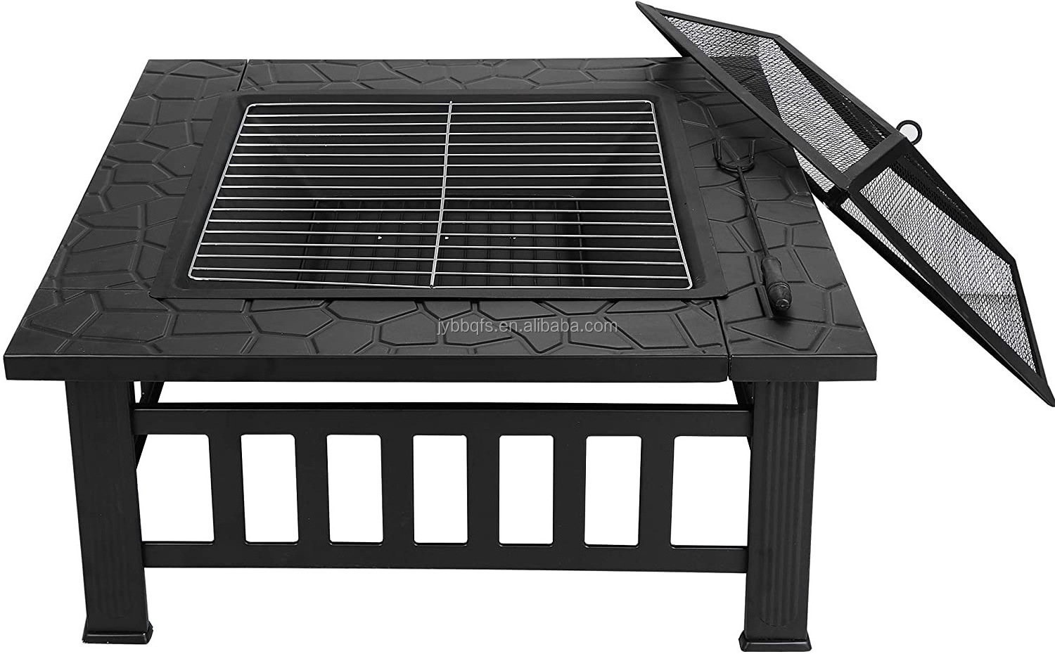 3 in 1 fire pit 32 34 inch outdoor warmer smokeless firepit wood charcoal square fire table with poker and flame screen bonfire