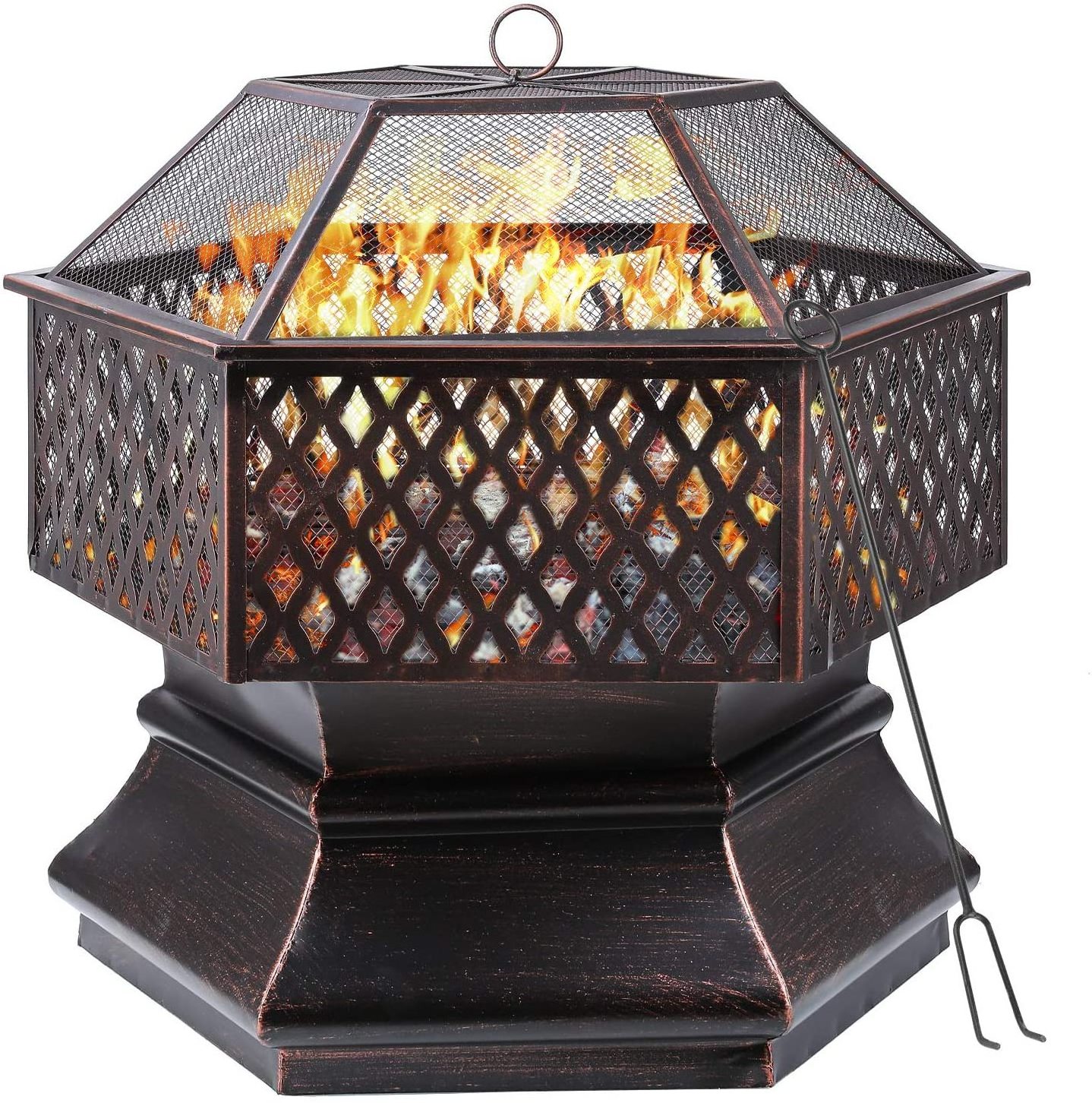 Hexagon Luxury Fireplace Large Size  Firepit Garden Fire Table Wood Charcoal Burning Outdoor Patio Heater Fire Pit