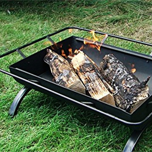 Patio Fire Pit with Steel Grill, 36 Inch Large Wood Burning Firepit for Outside Cooking BBQ Grill Grate, Fireplace 36in