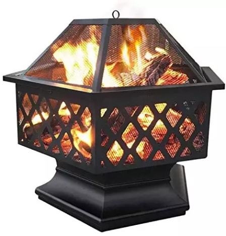 Hexagon Luxury Fireplace Large Size  Firepit Garden Fire Table Wood Charcoal Burning Outdoor Patio Heater Fire Pit